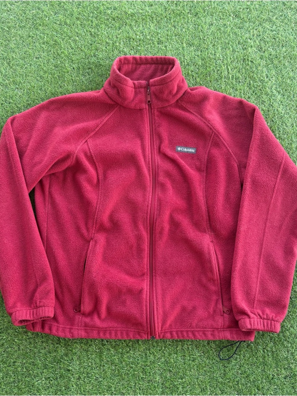 Columbia Full Zip Fleece Jacket Maroon Red XL